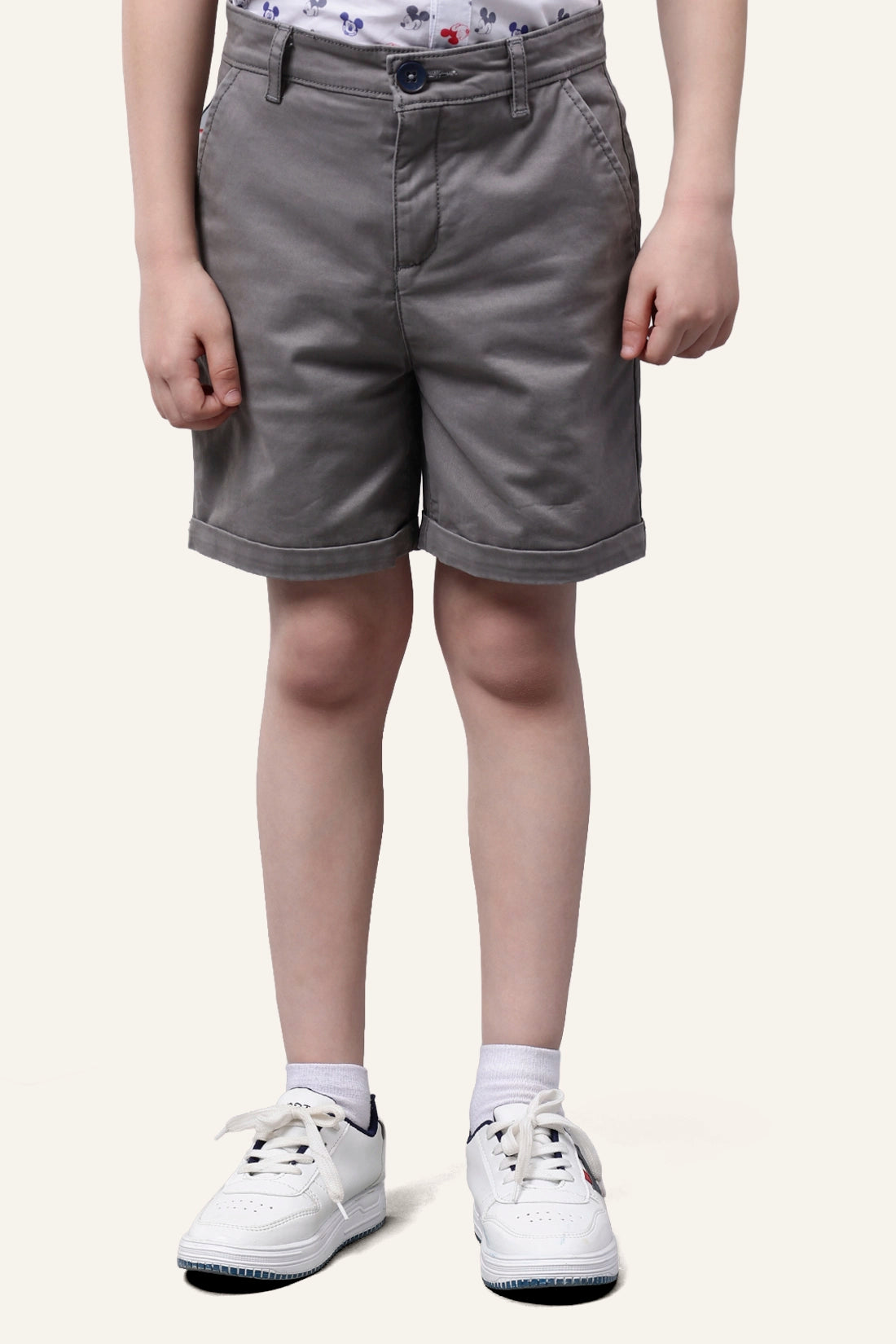 Boys Grey Cotton Shorts