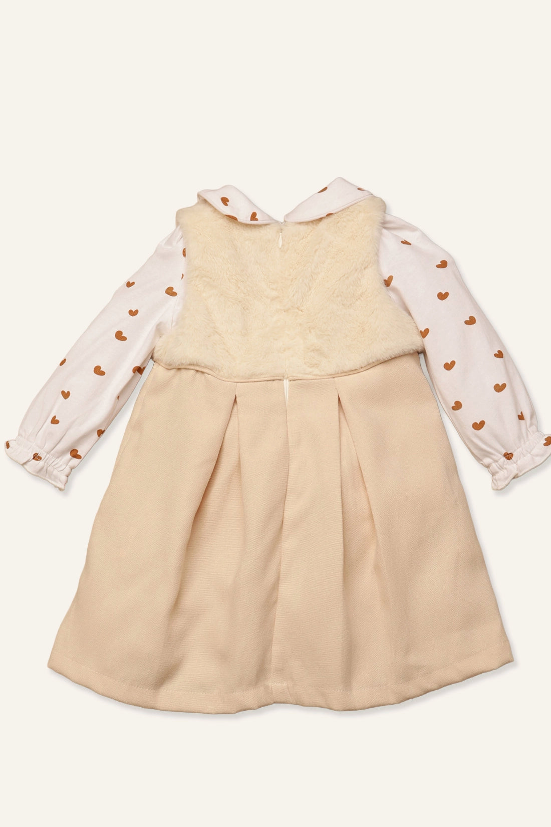 Baby Girls Off White Heart Print Dress With Top
