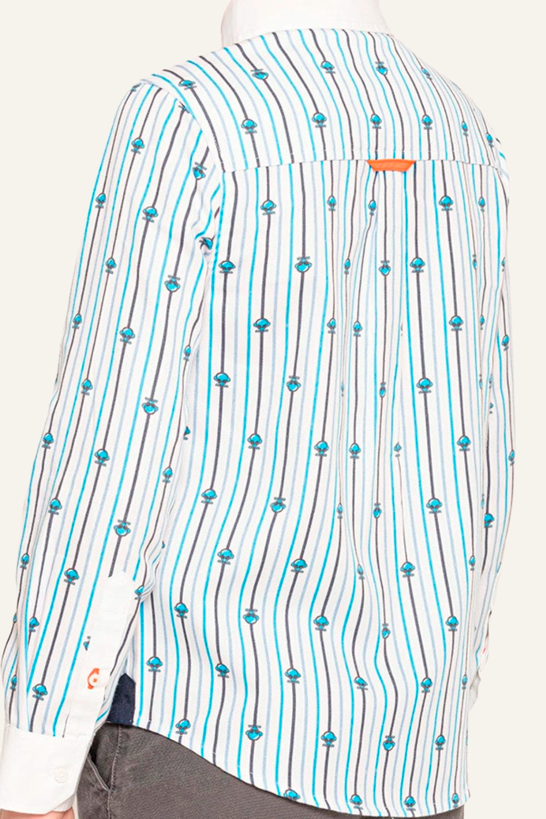Boys White Stripes With Alien Logo Shirt