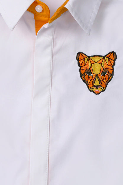 Boys White Shirt with Anime Embroidery