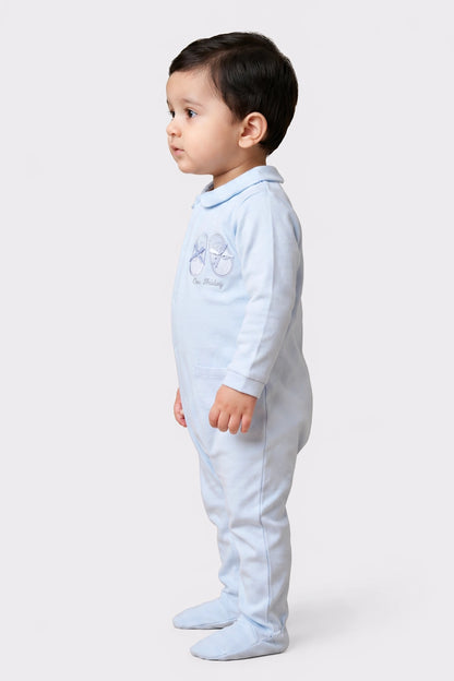 Baby Boys Blue Cotton Romper