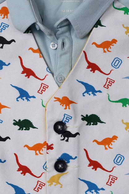 Baby Boys Blue Waistcoat attached Tee With Shorts Set