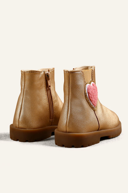 Girls Gold Solid Boots