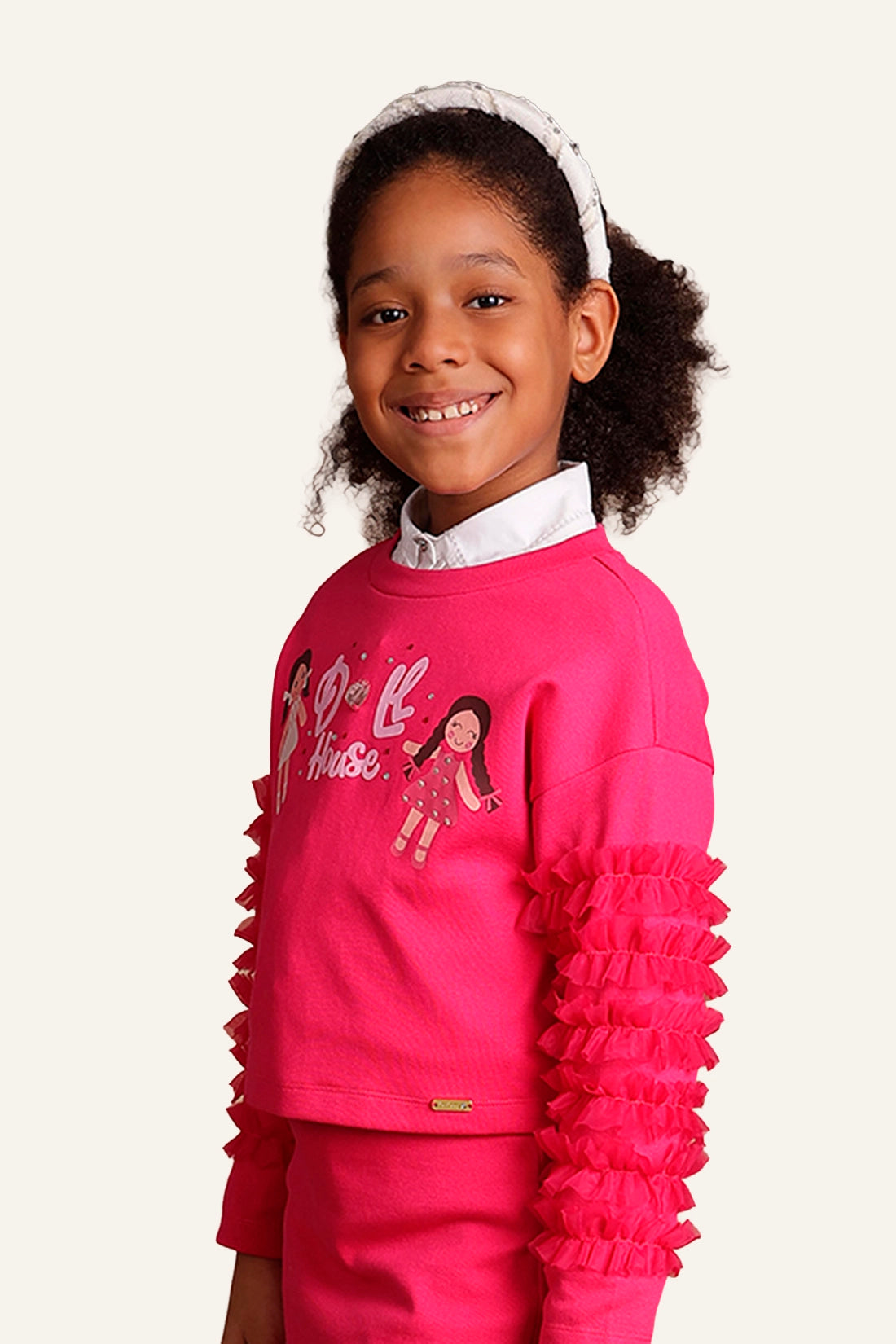 Girls Pink Doll House Themed Sweatshirt