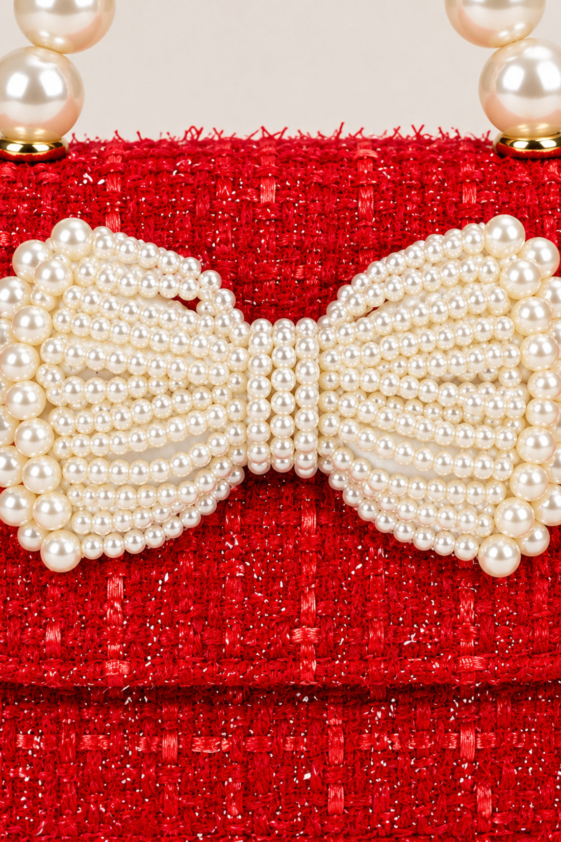 Girls Red Boucle Embellished Hand Bag