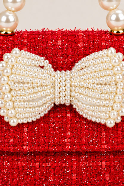 Girls Red Boucle Embellished Hand Bag