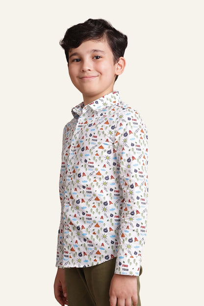 Boys Off White Adventurer Cotton Shirt