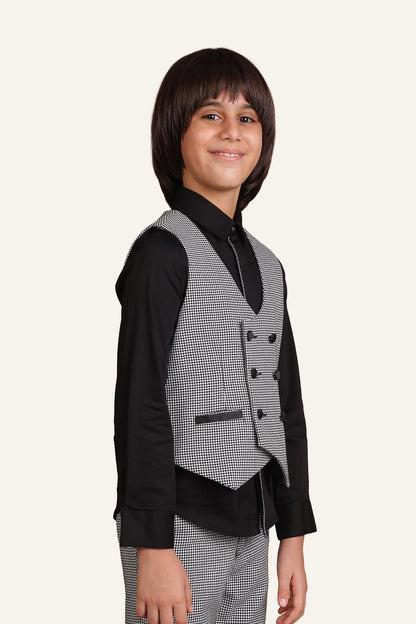 Boys White & Black Waist Coat