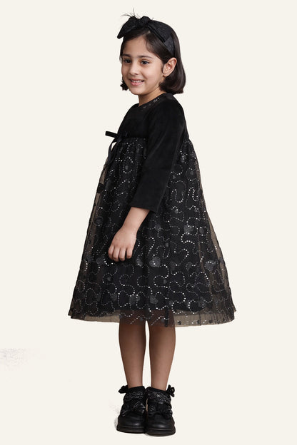 Girls Black Sequinned Dress