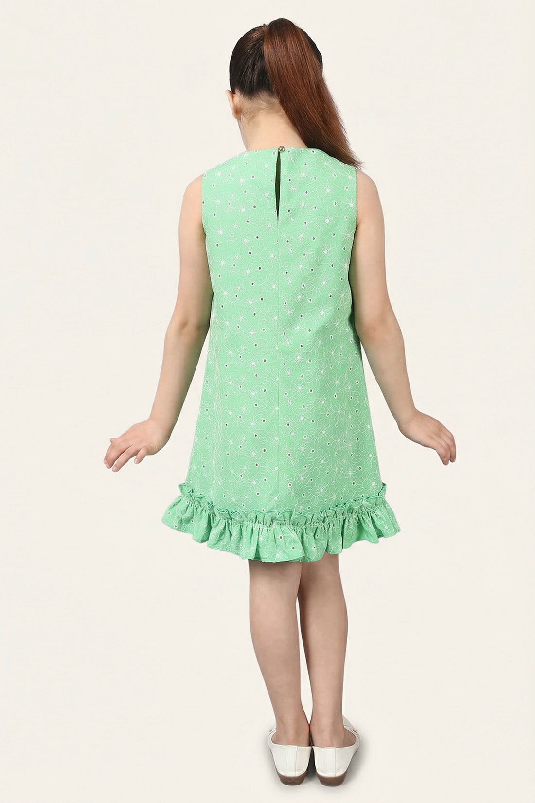 Girls Green Frills Dress