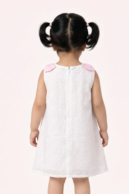 Baby Girls Off White Schiffli Cotton Dress