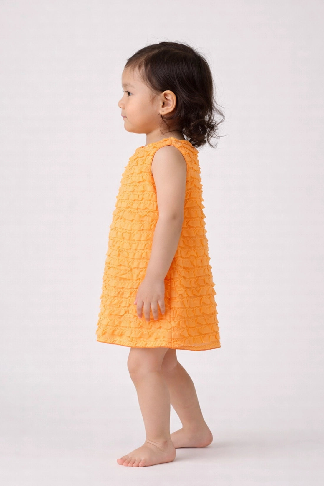 Baby Girls Orange Solid Sleeveless Dress
