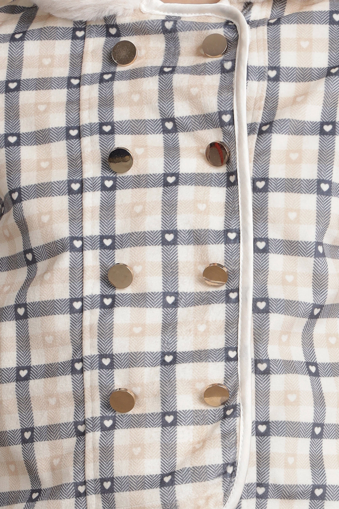 Girls Beige Checks Jacket