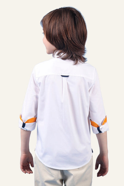 Boys White Embroidered Shirt