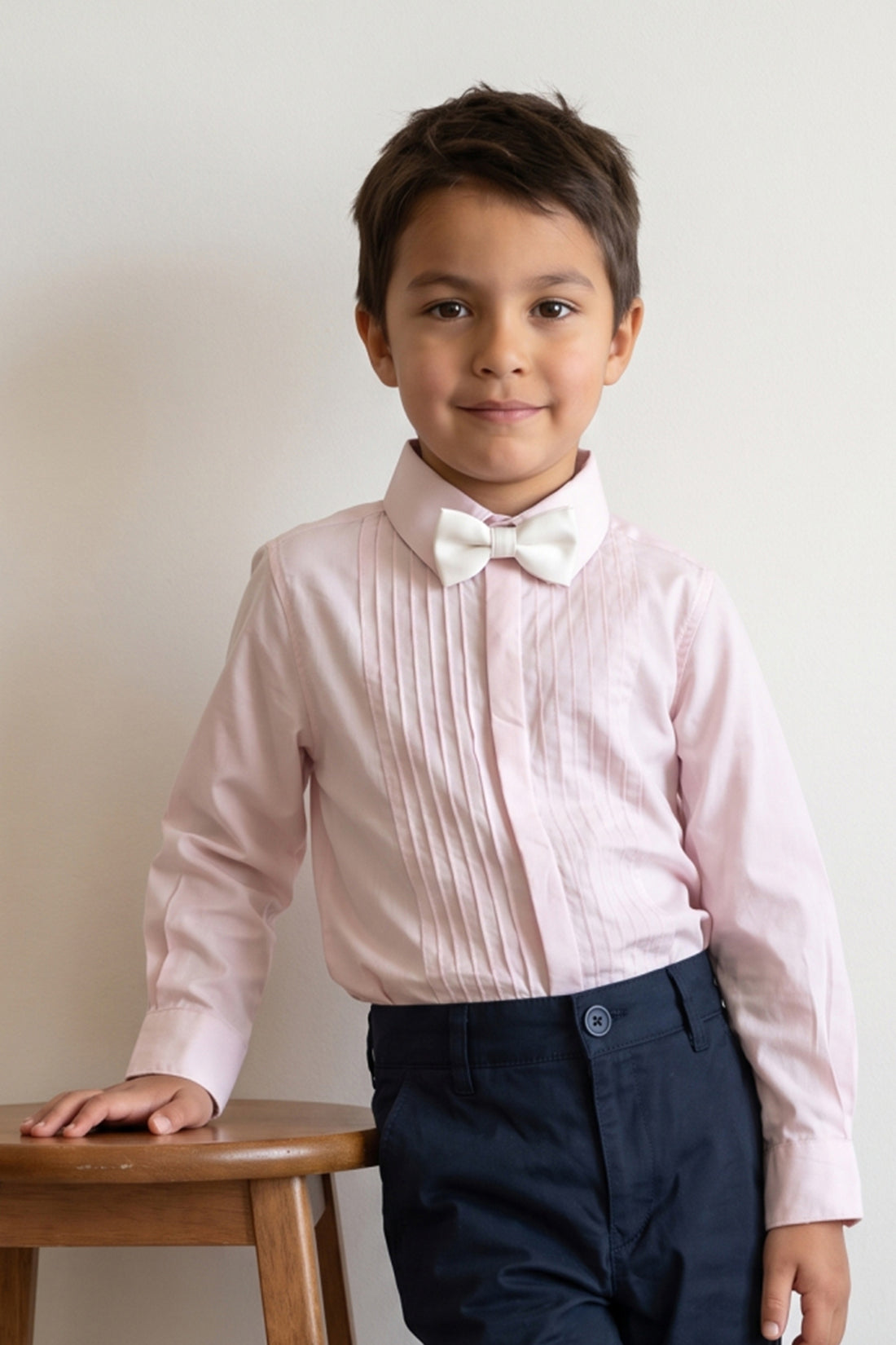Boys Pink Solid Cotton Poplin Regular Fit Shirt