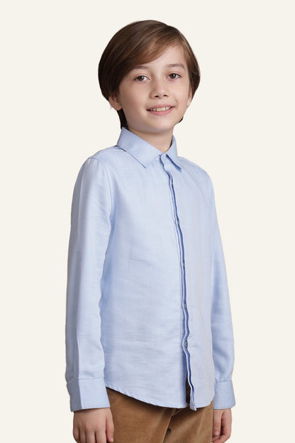 Boys Lite Blue Shirt with Bow