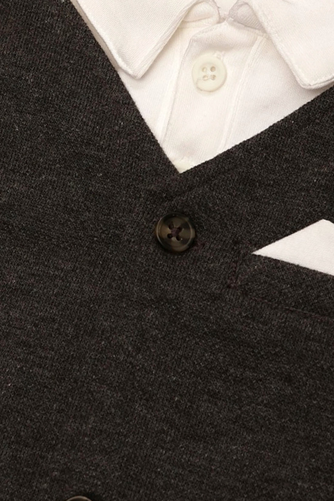 Baby Boys Grey Romper With Waistcoat