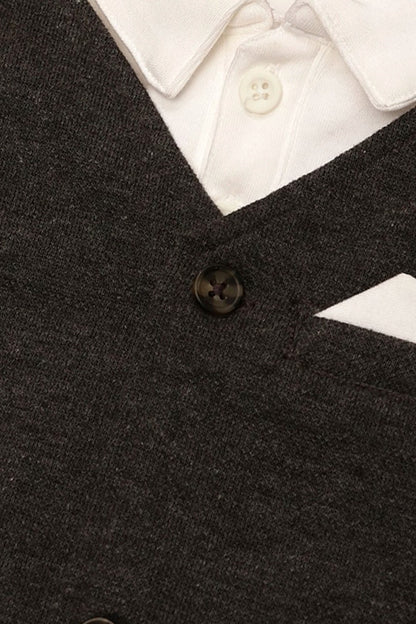 Baby Boys Grey Romper With Waistcoat
