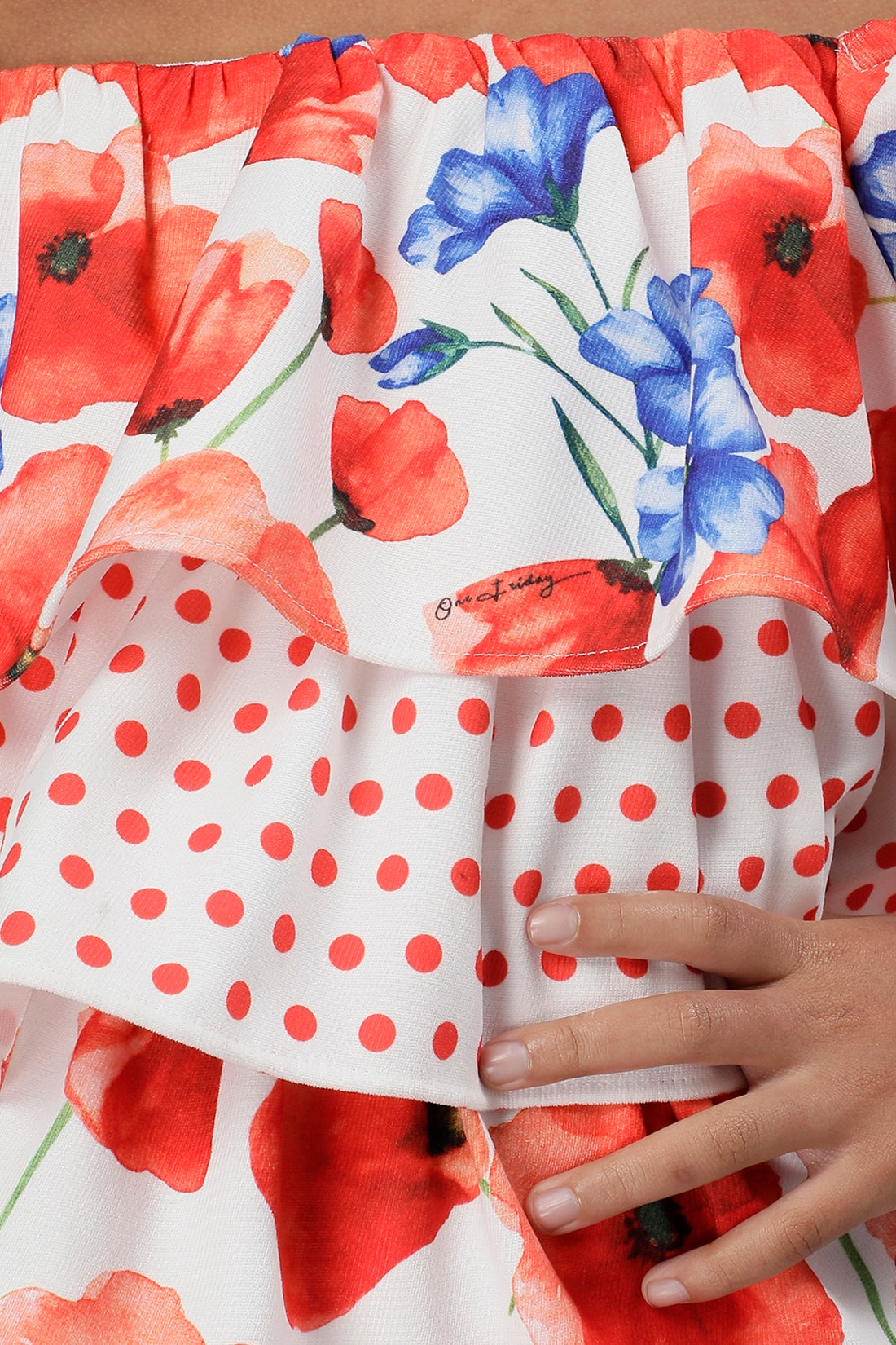 Girls Floral Printed Off Shoulder Top