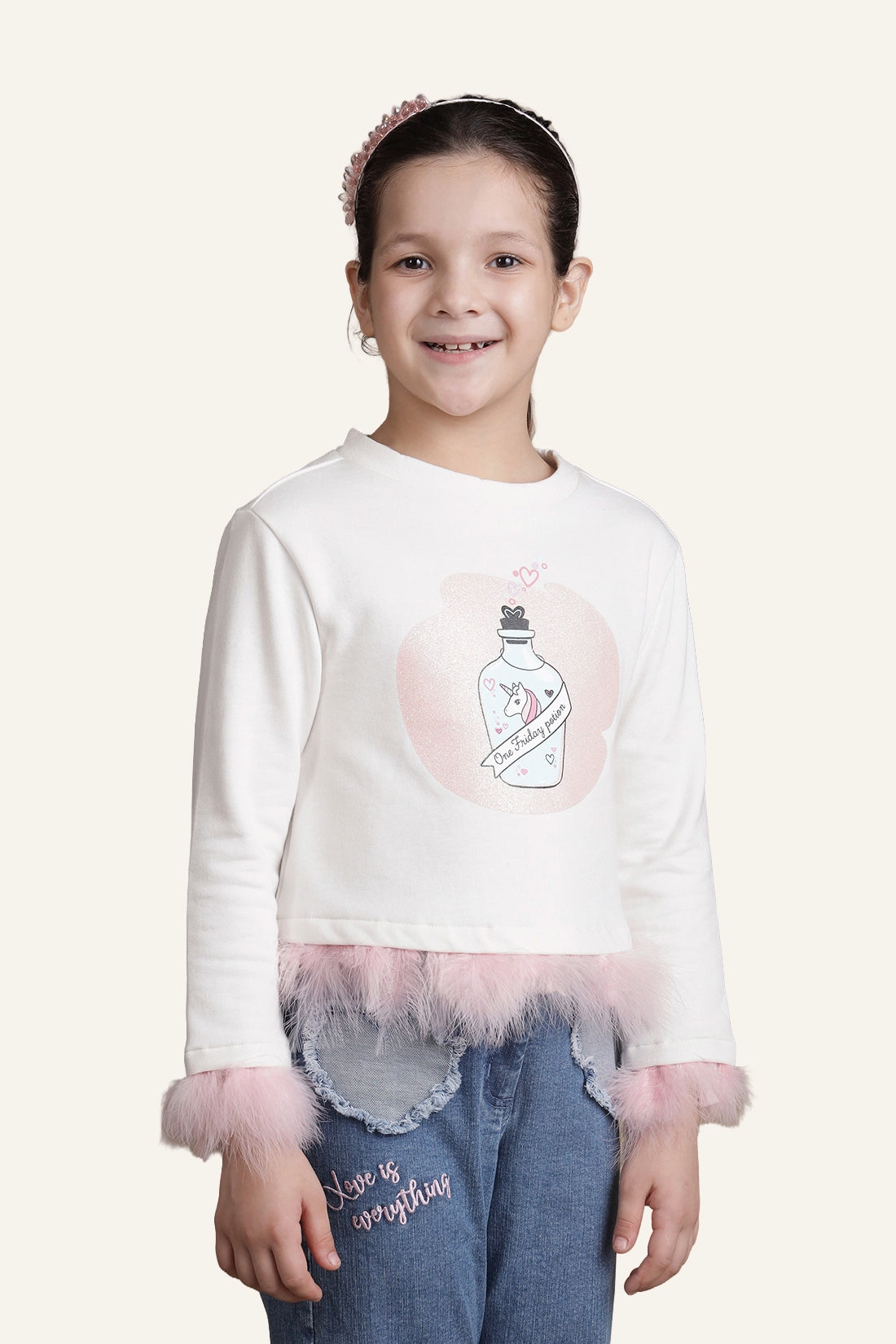 Girls Off White Top – Casual Wear