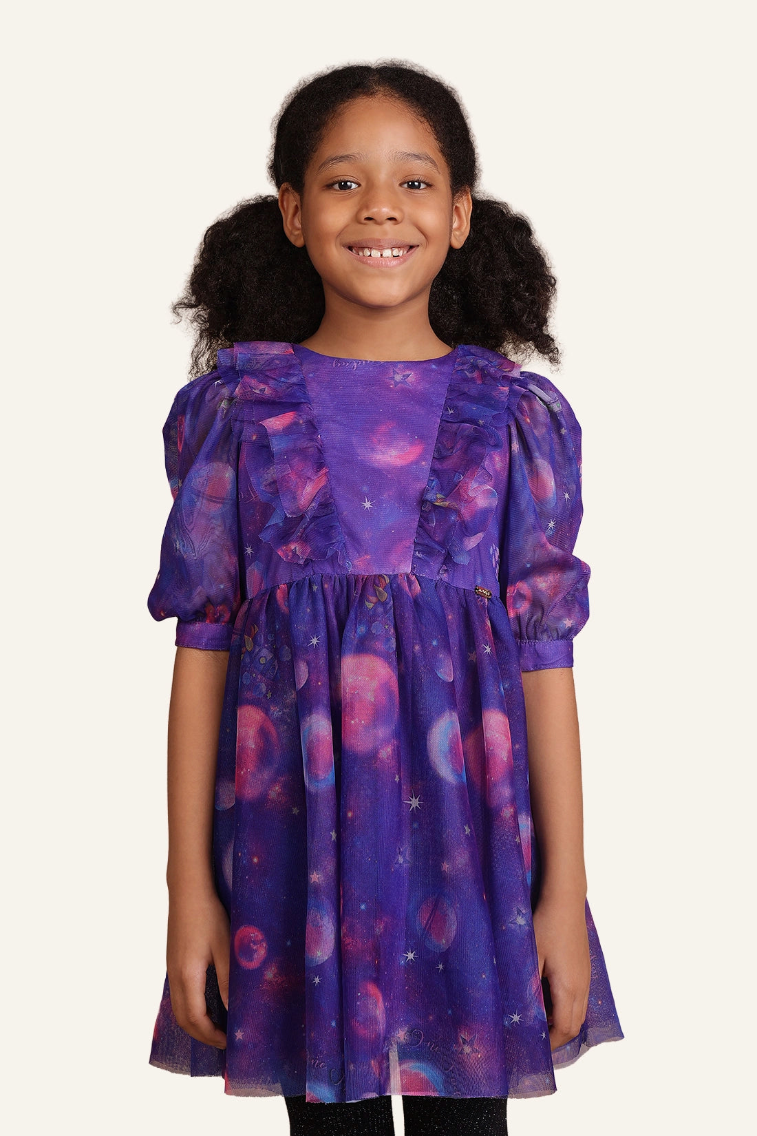 Girls Purple Cosmic Theme Dress