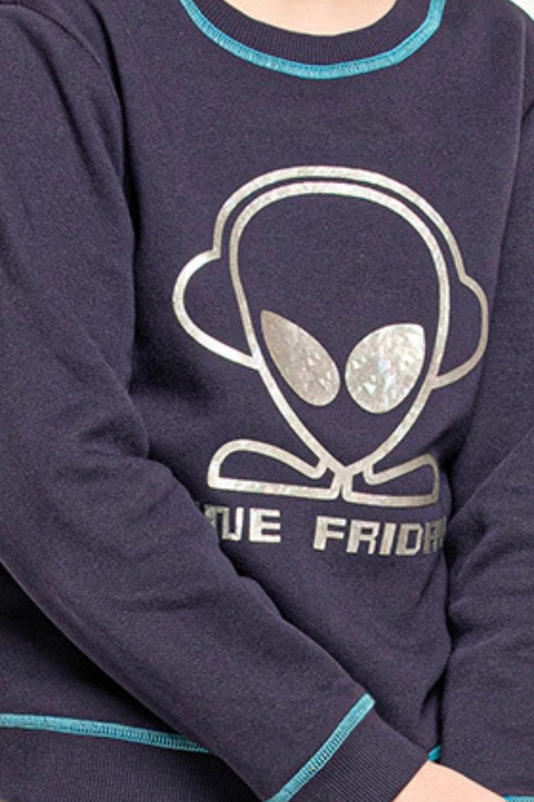 Boys Navy Blue Alien Printed Sweatshirt