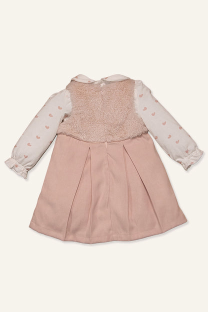 Baby Girls Pink Heart Print Dress With Top
