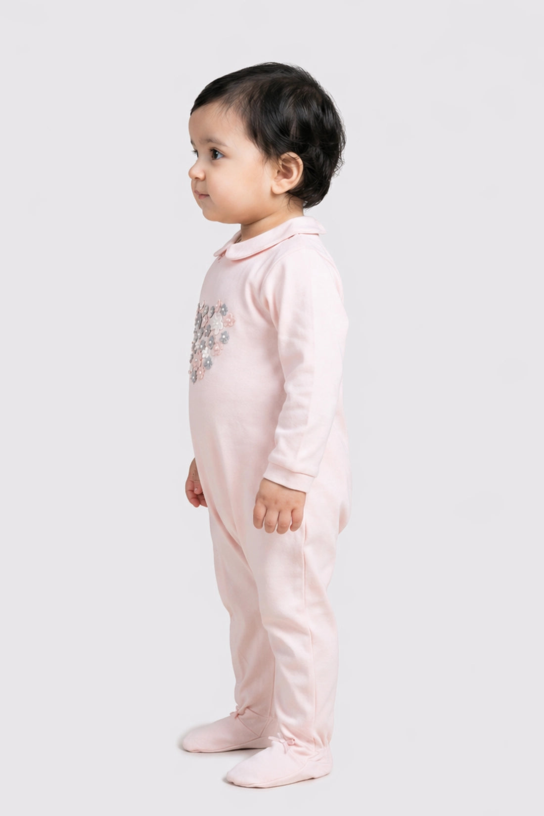 Baby Girls Peach Cotton Romper
