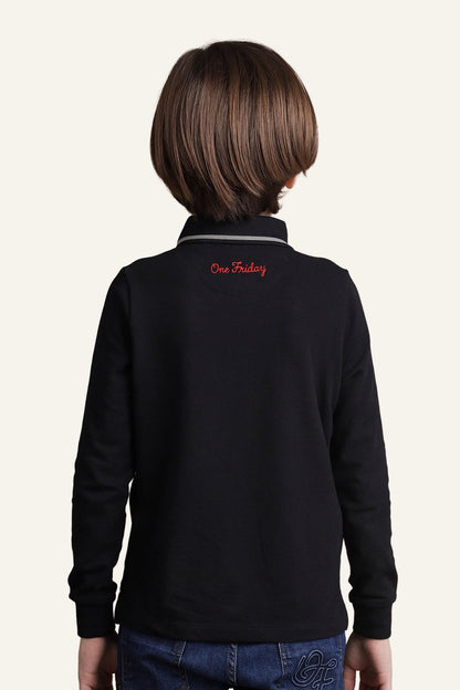 Boys Black Polo T-shirt