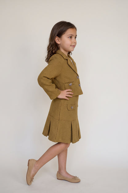 Girls Brown Boucle Zip-Up Skirt