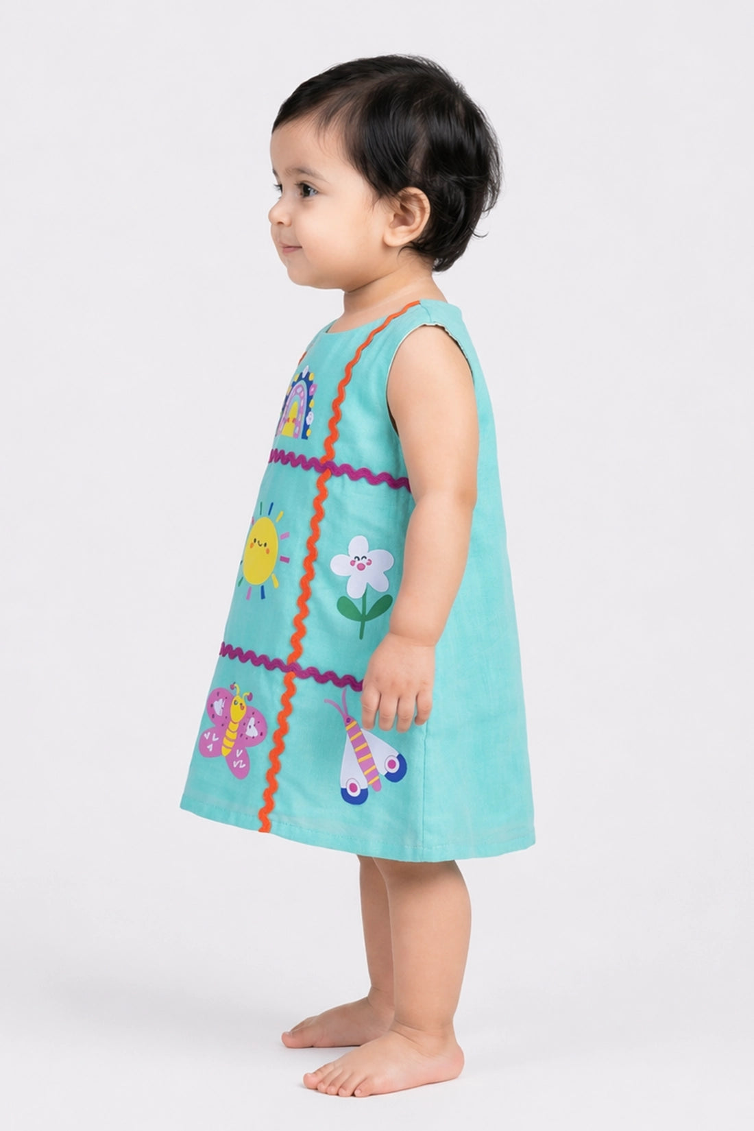 Baby Girls Mint Solid Cotton Dress