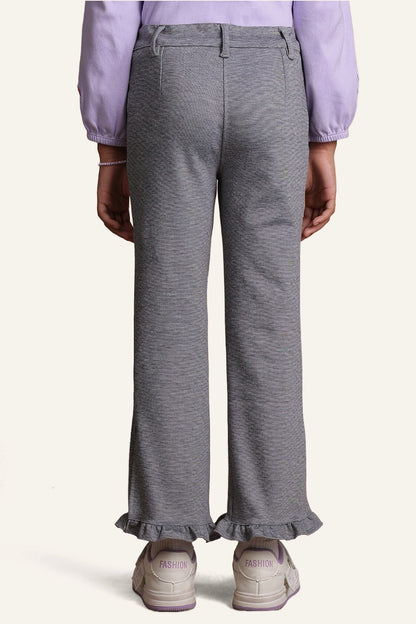 Girls Grey Frilled Trouser