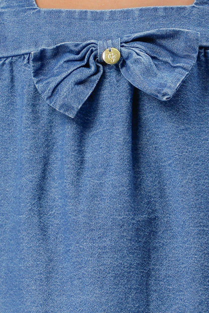 Girls Blue Embroidered Dress
