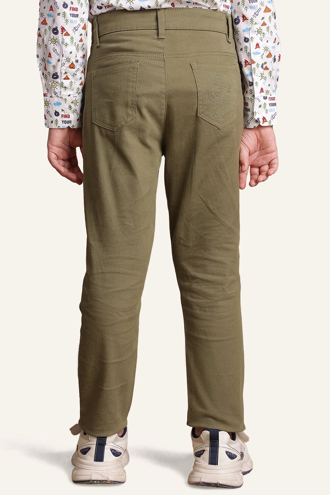 Boys Olive Regular Fit Trouser