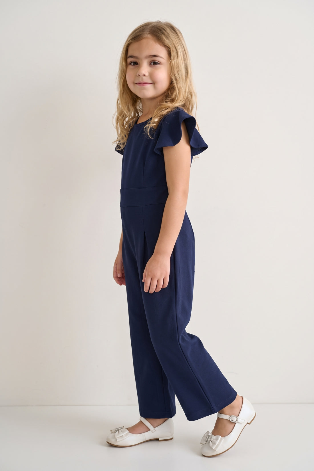 Navy Blue Polyester Full Sleeve Jumpsuit