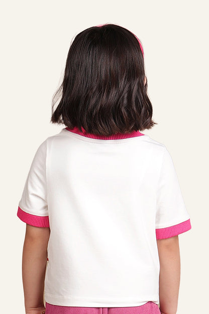 Girls White Top with Pink bow