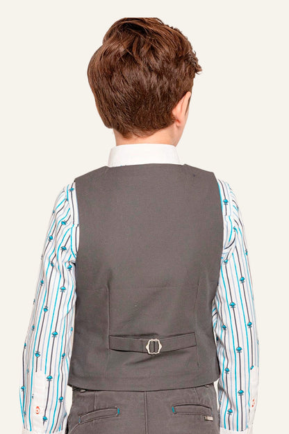 Boys Grey V-Neck Waist Coat