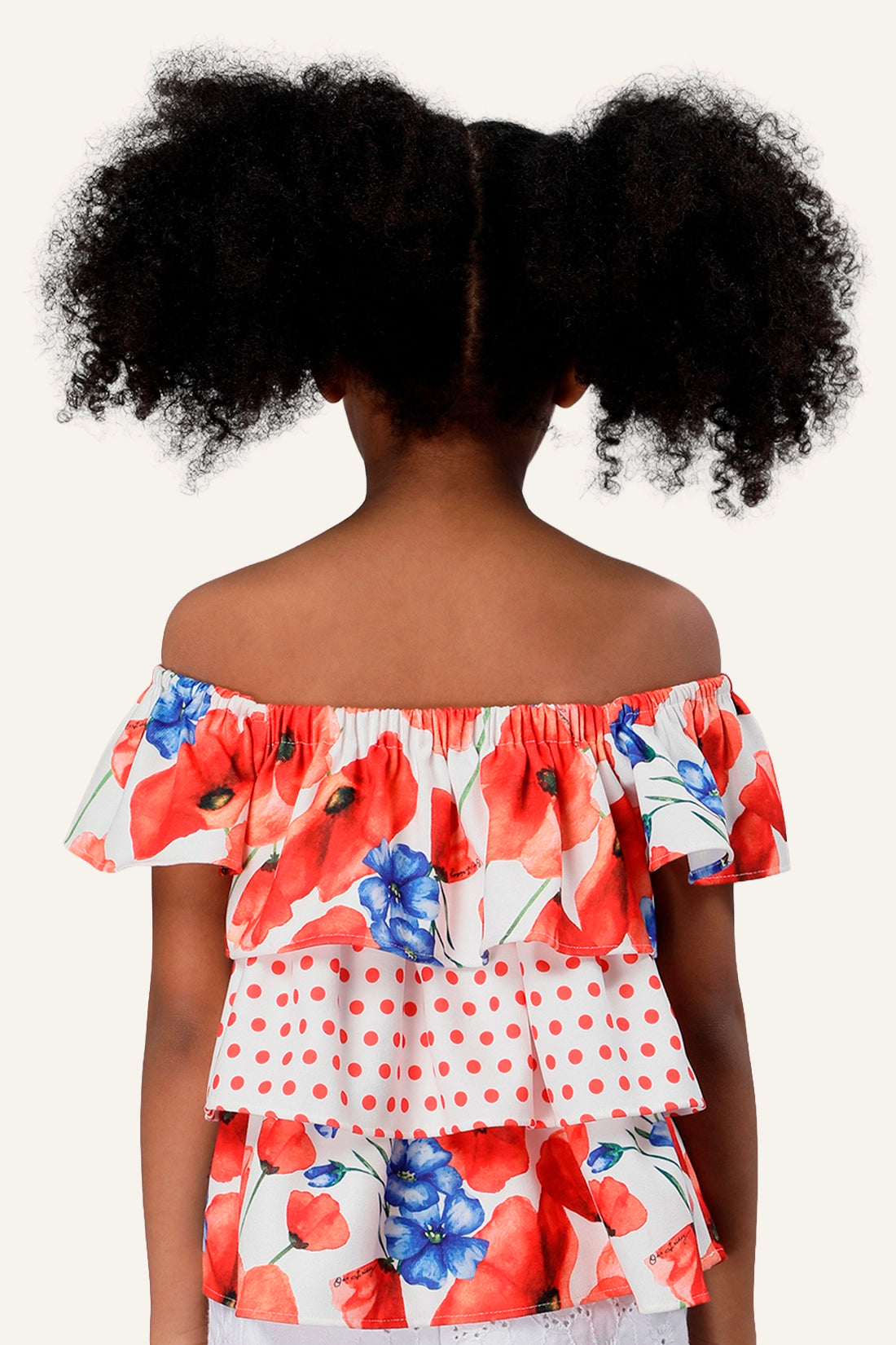 Girls Floral Printed Off Shoulder Top