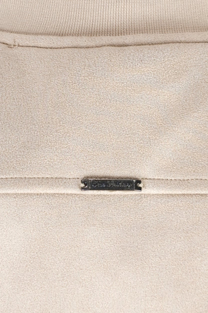 Boys Beige Solid Zip Jacket