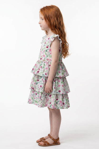 Girls Multi Safari Print Sleeveless Dress