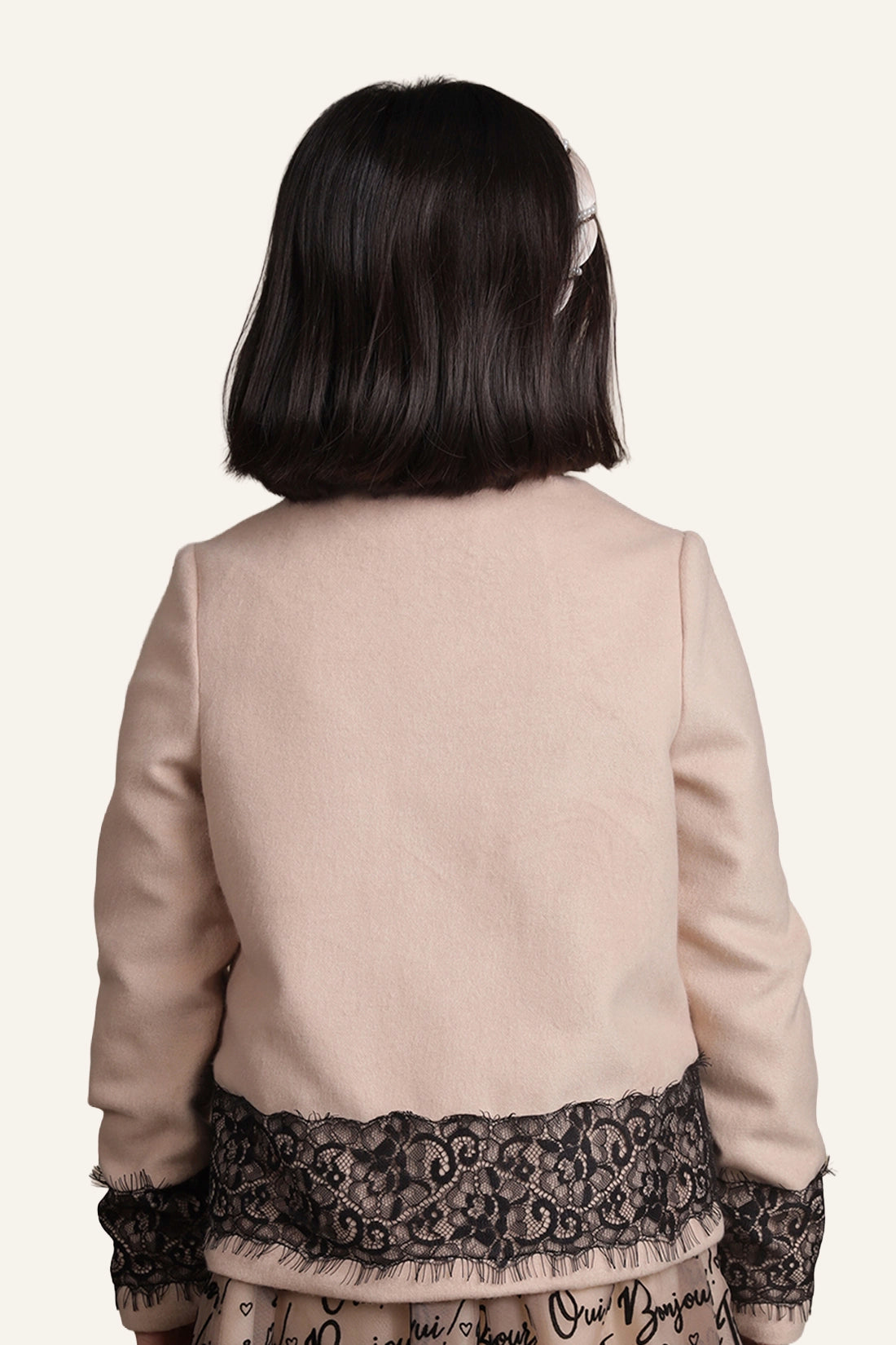 Kids Girls Beige Big Bow Blazer