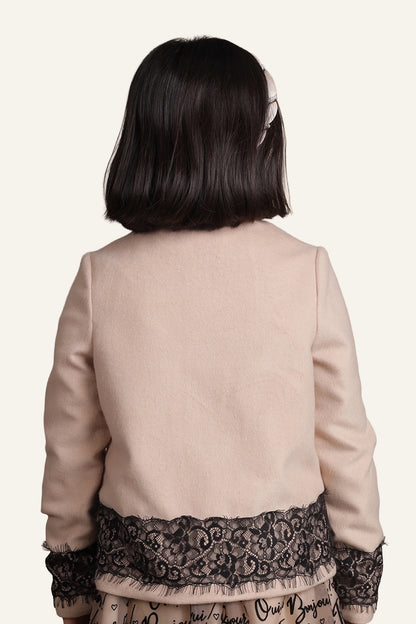 Kids Girls Beige Big Bow Blazer