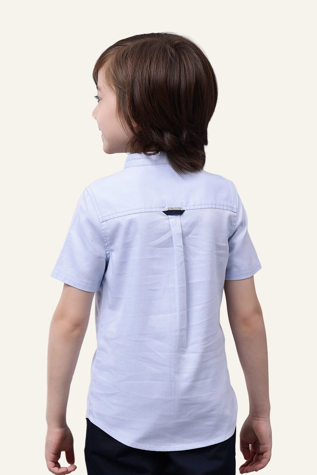 Boys Blue Mandarin Collar Shirt