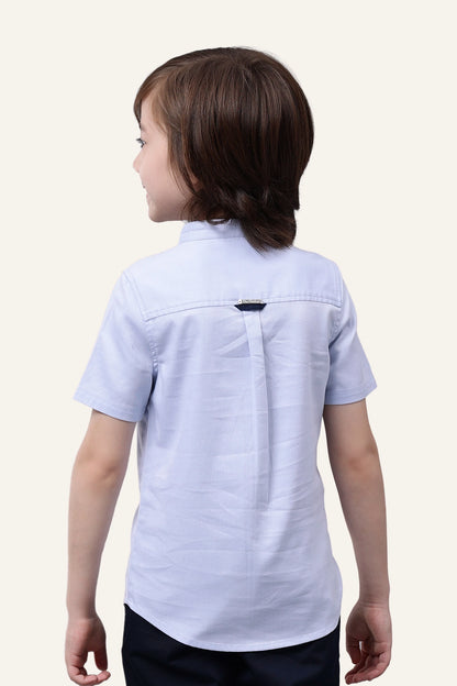 Boys Blue Mandarin Collar Shirt