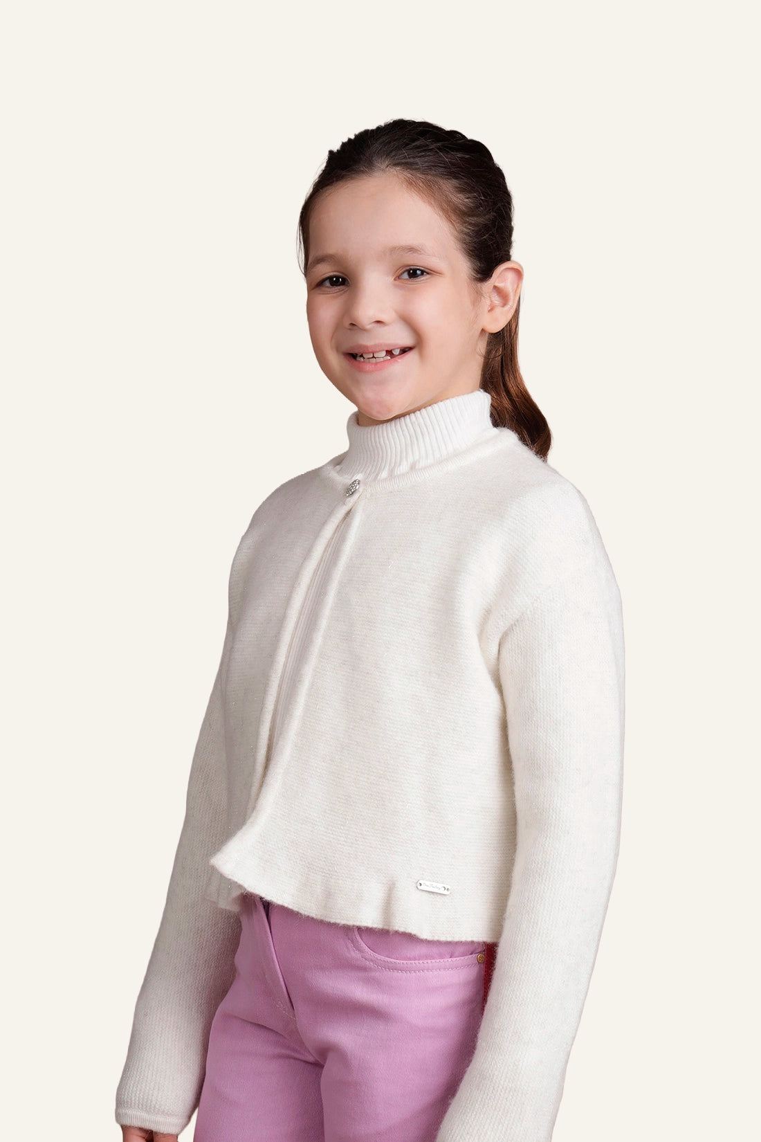 Girls Off White Cardigan