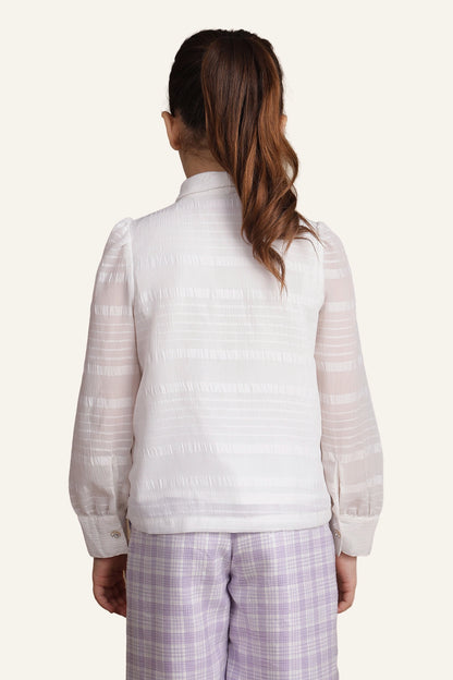 Girls Off White Seersucker Top