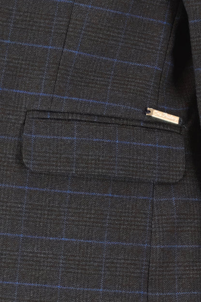 Boys Navy Blue Solid Twill Blazer