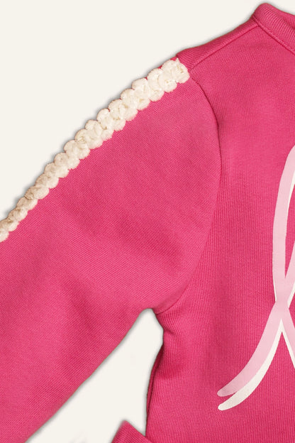 Baby Girls Pink Solid  Sweat Shirt With Track Pant