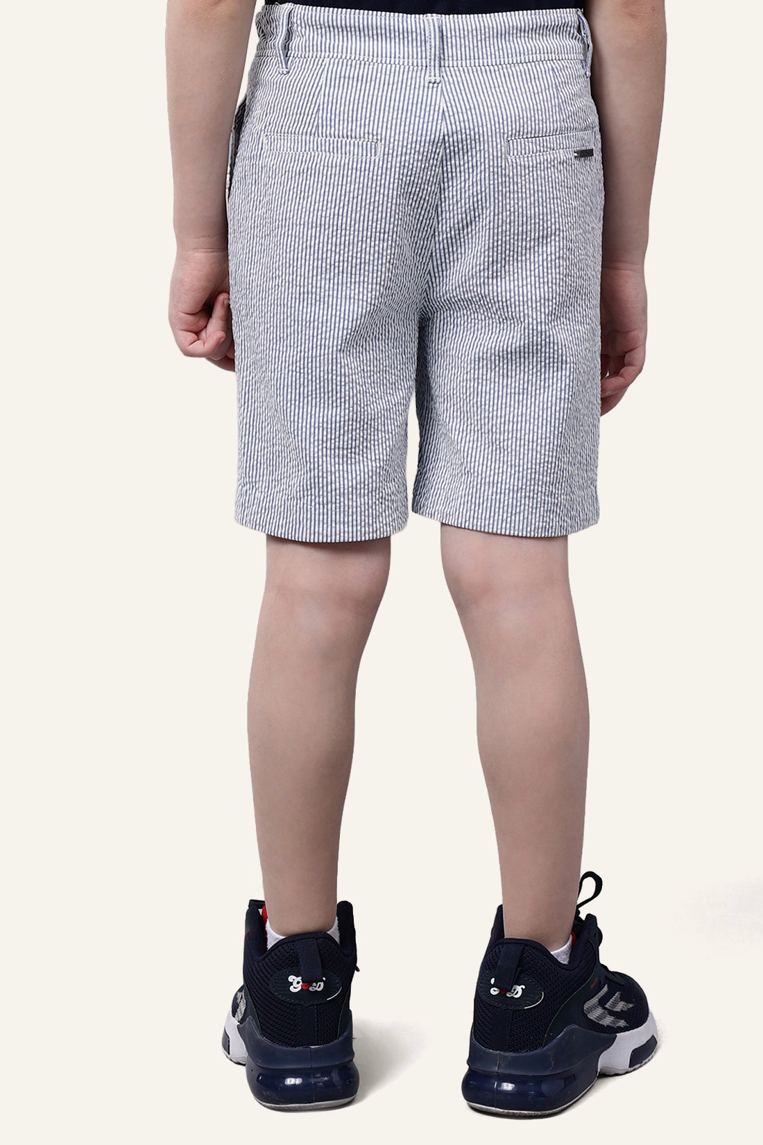 Boys Blue and White Stripes Cotton Shorts