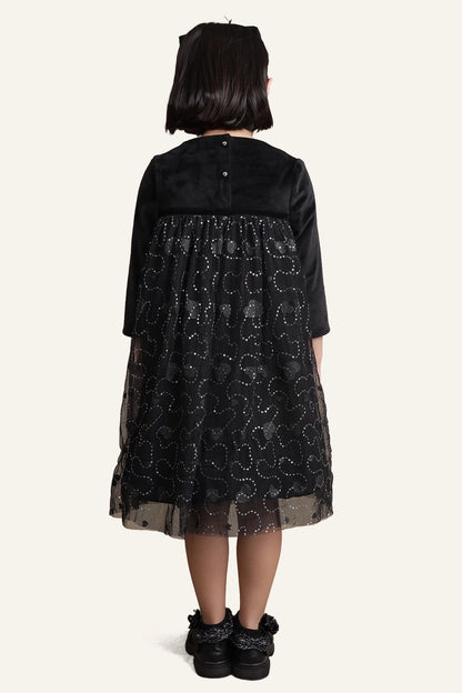 Girls Black Sequinned Dress